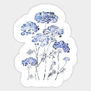 abstract queen anne's lace blue Sticker